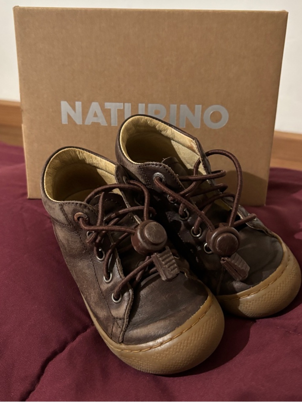 Naturino Brown Leather Toddler Sneakers